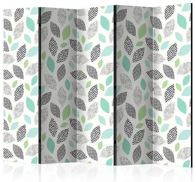 Paraván - Patterned Leaves II [Room Dividers] Veľkosť: 225x172, Verzia: Akustický