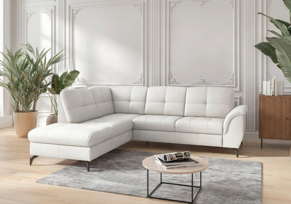 XXXLutz ROHOVÁ SEDAČKA, textil, koža, biela Sit & More - Sedačky - 00014401633B