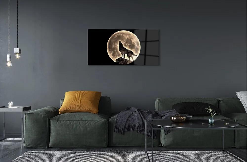 Sklenený obraz wolf moon 100x50 cm