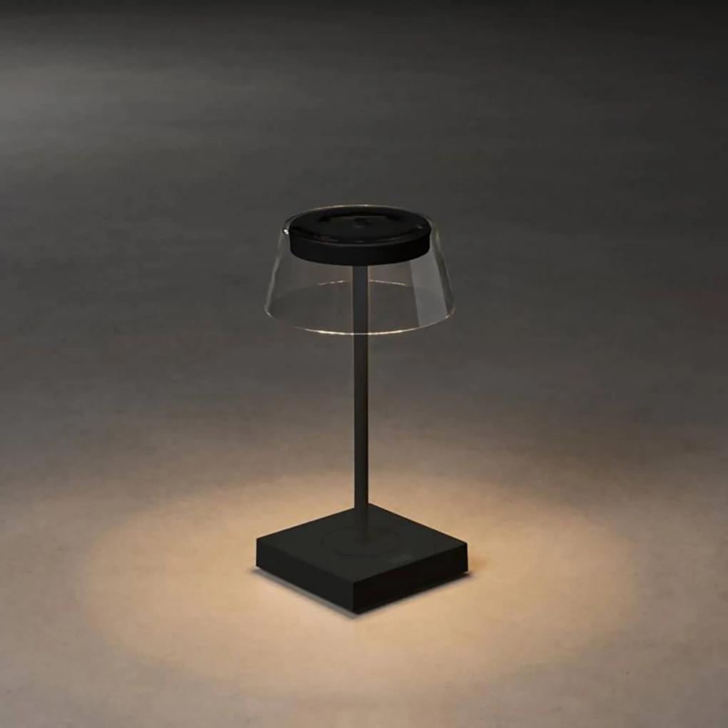 Stolová LED lampa Scilla s USB, čierna