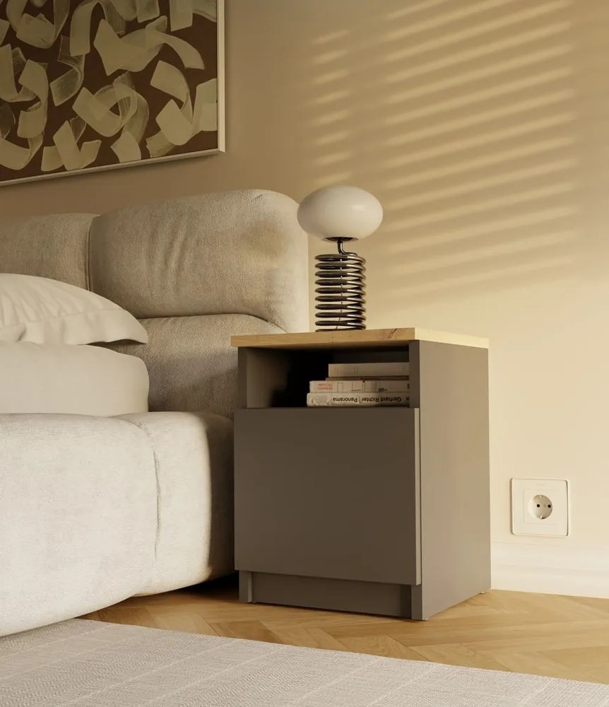 Nočný stolík Galax 30 cm antracit/dub artisan