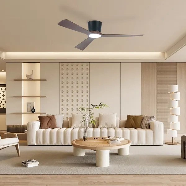 ZEVENTI - LED stropný ventilátor AUREX LED/24W/230V Wi-Fi Tuya čierna/orech + diaľkový ovládač