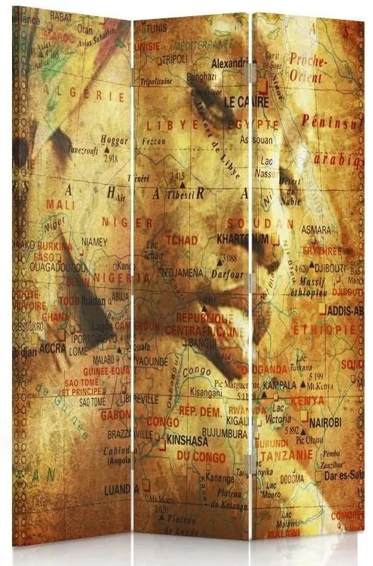 Gario Paraván Mapa s portrétom ženy Rozmery: 180 x 170 cm, Prevedenie: Klasický paraván
