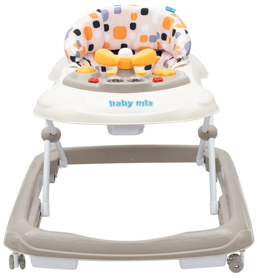 Detské chodítko Baby Mix s volantom a silikónovými kolieskami beige