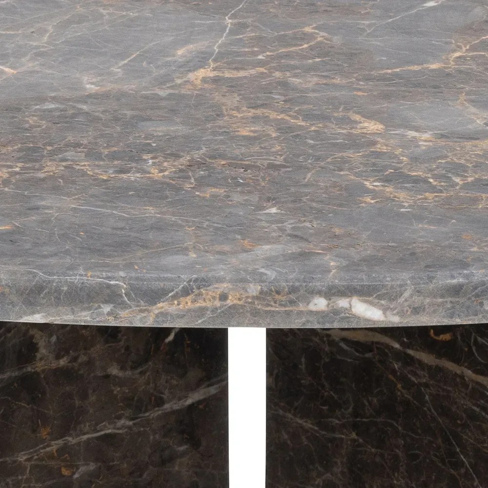 Konferenční kulatý stolek Vega 90 cm hnědý mramor