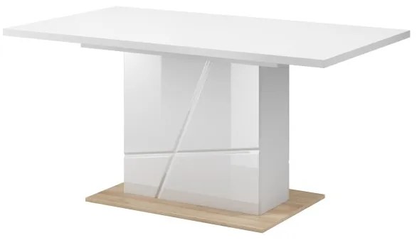 Sconto Jedálenský stôl FUTURA 10 biela vysoký lesk/dub riviera