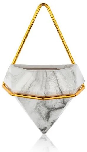 NÁSTENNÝ KERAMICKÝ KVETINÁČ SEMELA SADA 2KS 23X20X11,5 CM+14X10X6 CM BIELA/ZLATÁ