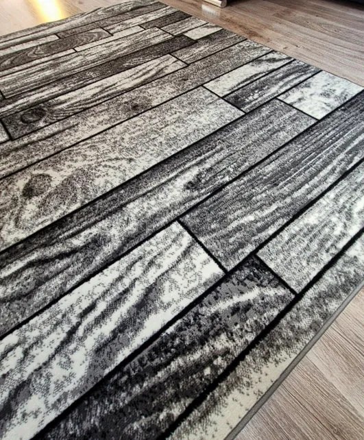HU Sivý klasický koberec Shiraz Bcf so vzorom dreva Rozmer: 200x400 cm