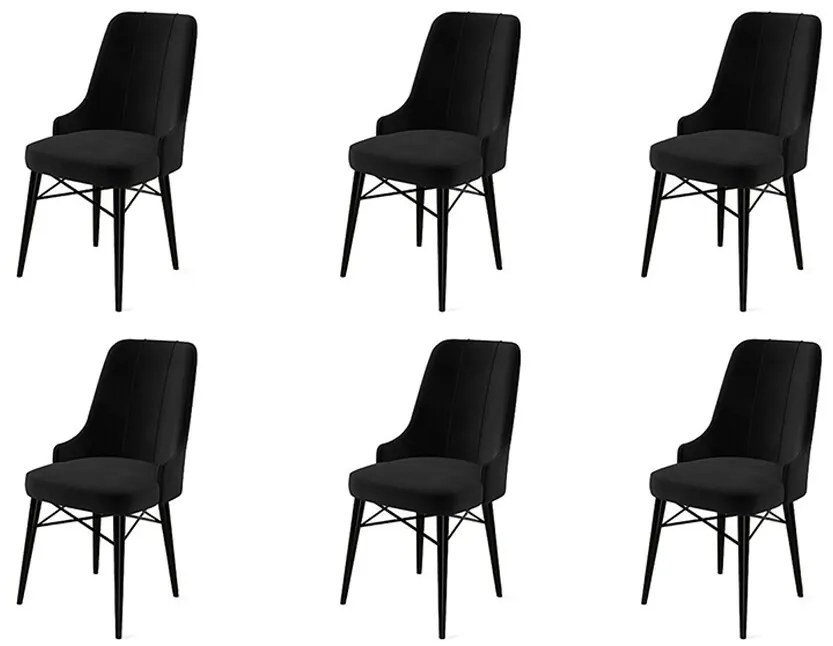 Sada jedálenských stoličiek Pare Black, 6 ks