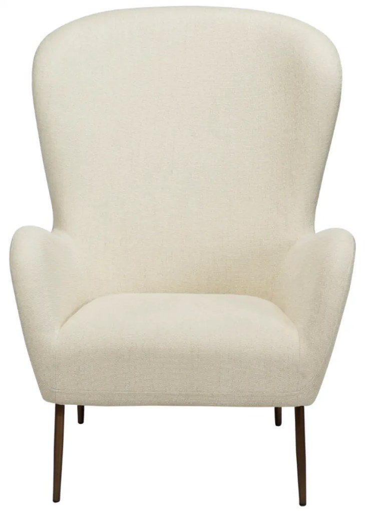 GLAM VYSOKÉ ČALÚNENÉ LOUNGE KRESLO bone white/antique brass