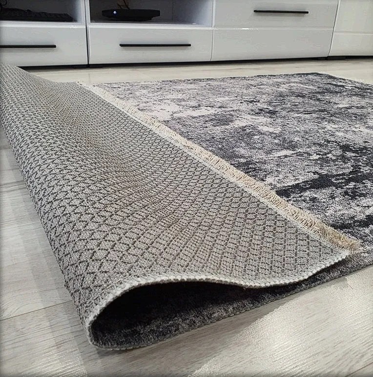 Moderný koberec s abstraktným vzorom Banco 1088-GREY sivo-hnedý Rozmer: 155x230 cm