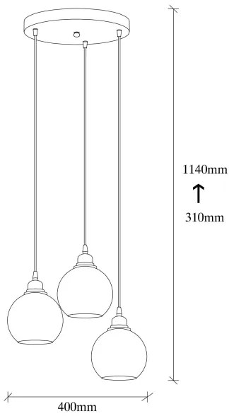 Luster na lanku SMOKED 3xE27/40W/230V