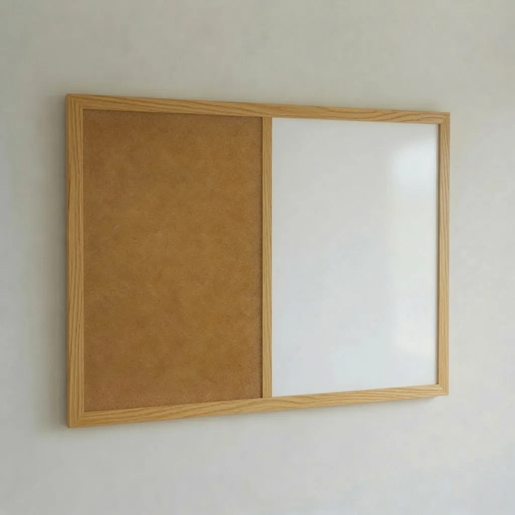 Toptabule.sk  Kombinovaná tabuľa biela v drevenom ráme NATURE LINE Svetlý dub 120x90 cm