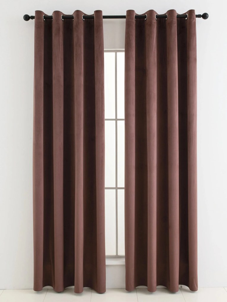 Zamatové zatemňovacie závesy Cesar marsala - 140 x 280 cm (2ks) - krúžky