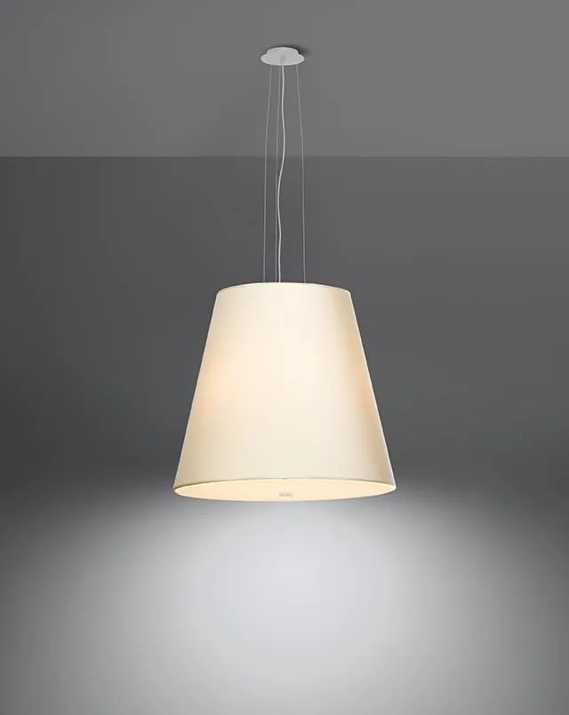 Závesné svietidlo Geneve, 1x biele textilné tienidlo, (biele sklo), (fi 50 cm)