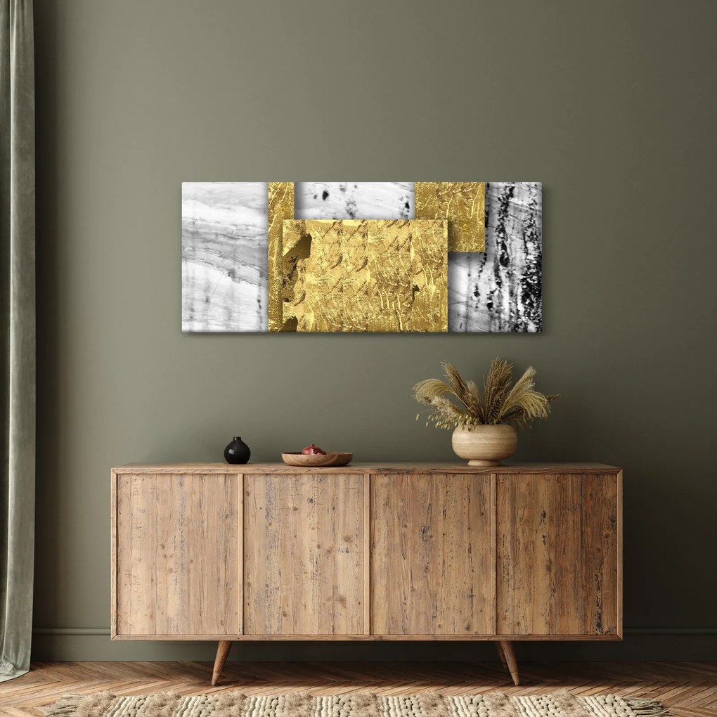 Obraz - Zlaté štvorce N⁰1 (120x50 cm)