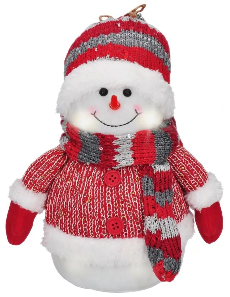 LED svetelná dekorácia snehuliak, napájanie: batériové, teplá biela, výška: 26 cm