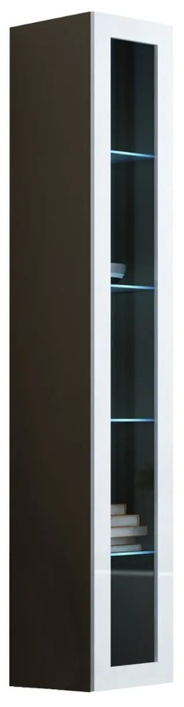 Vitrína 180 sklo Zigo, Osvetlenie: osvetlenie LED RGB - farebné, Farby: čierny / wotan