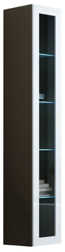 Vitrína 180 sklo Zigo, Osvetlenie: osvetlenie LED RGB - farebné, Farby: čierny / wotan