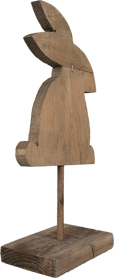 Hnedá antik drevená dekorácia králik na podstavci - 14*8*30 cm