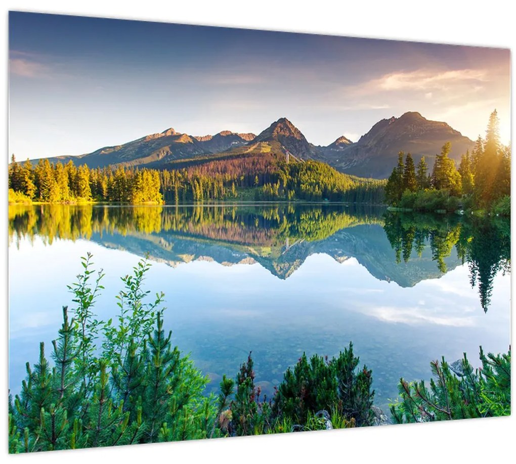 Sklenený obraz - Jazero (70x50 cm)