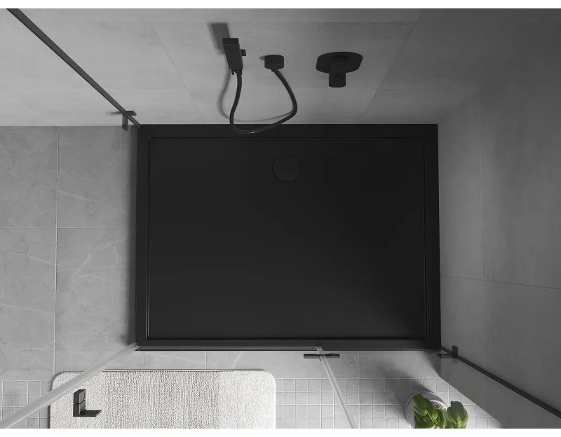 Mexen, Mexen Flow obdĺžniková sprchová vanička slim 110 x 90 cm, čierna matná, 46R709011