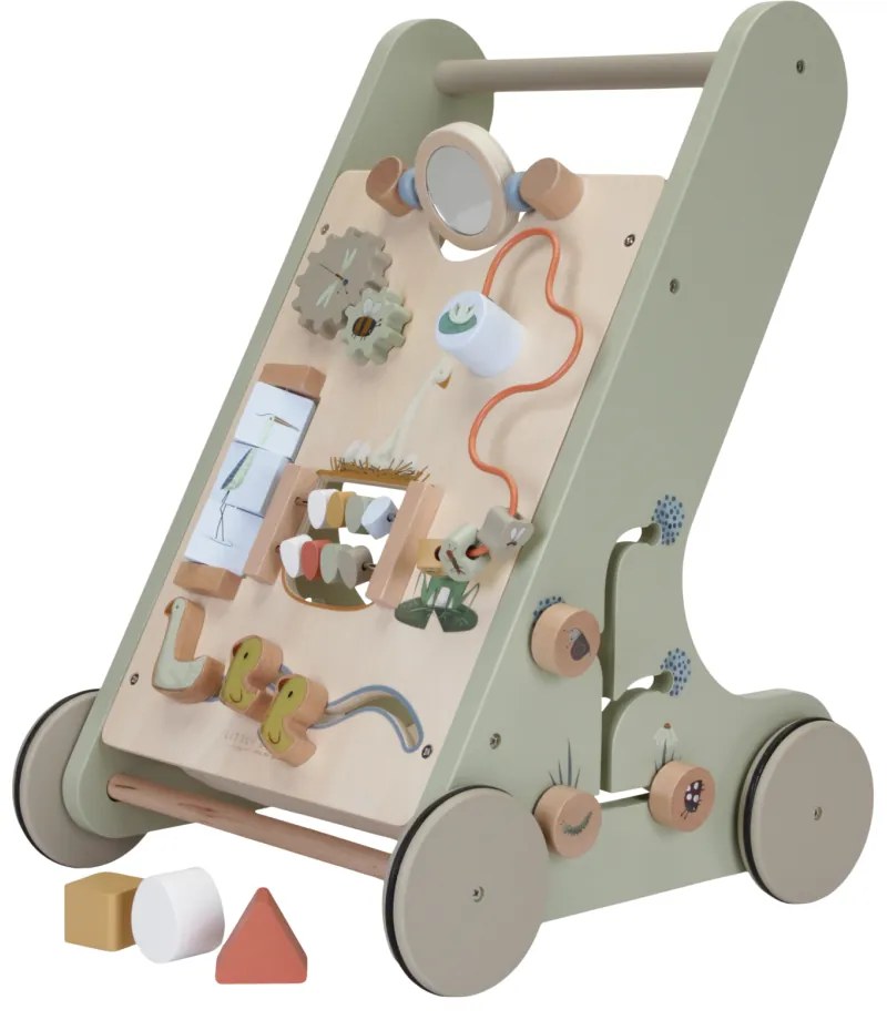 Drevené multifunkčné chodítko pre deti s aktivitami Húsky Little Dutch