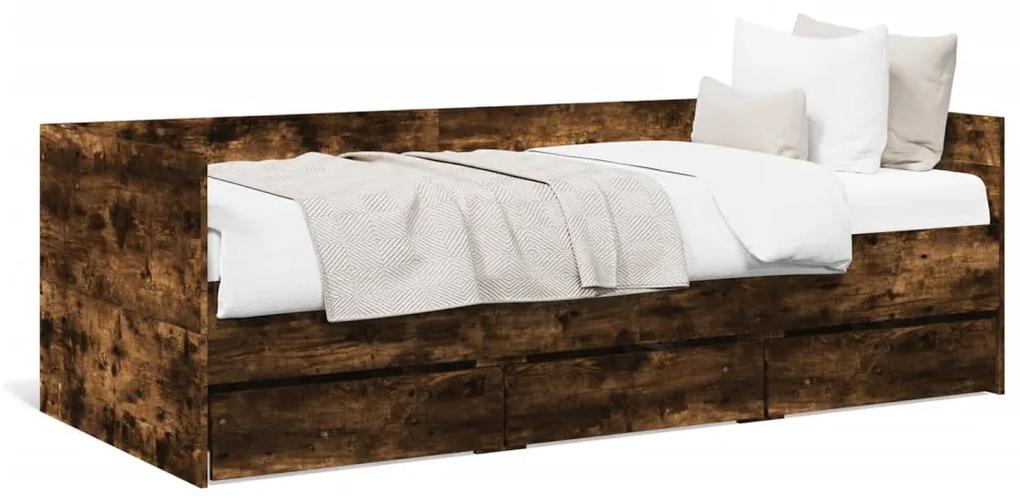 Denná posteľ so zásuvkami dymový dub 75x190 cm kompozitné drevo 3280836