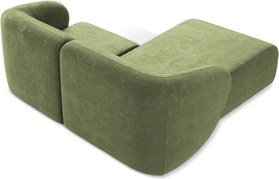 Zelená ženilková rohová pohovka (ľavý roh/s leňoškou) Lani – Makamii