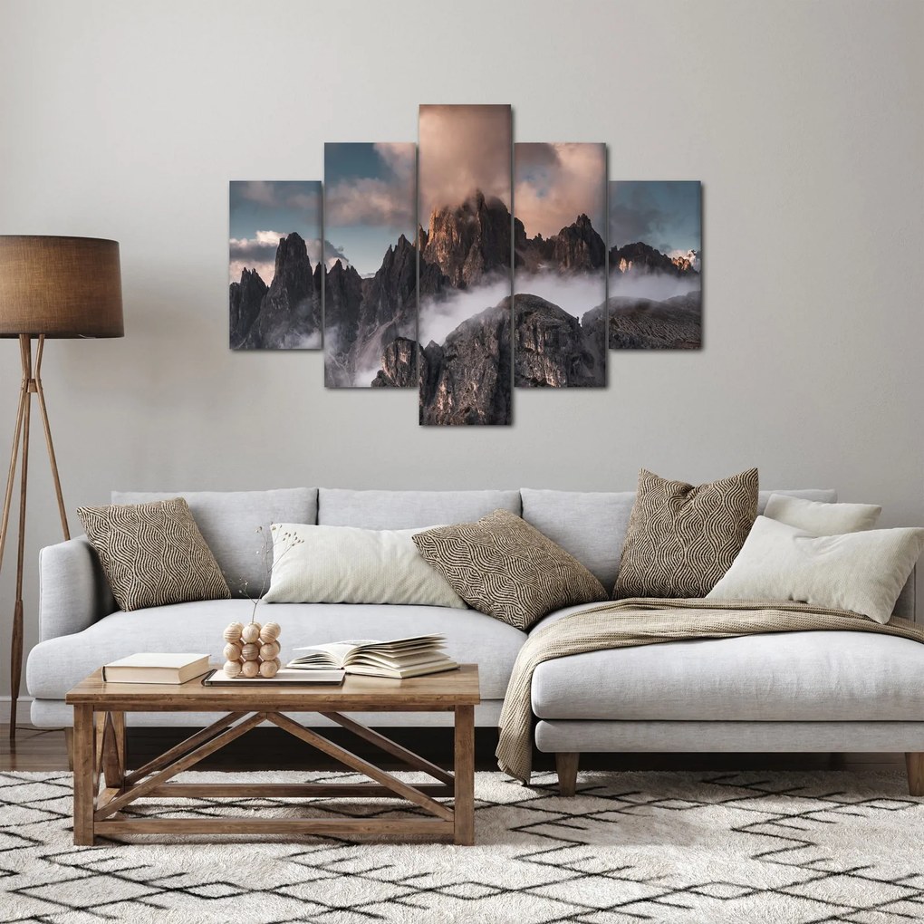 Obraz - Talianske dolomity schované v hmle (150x105 cm)