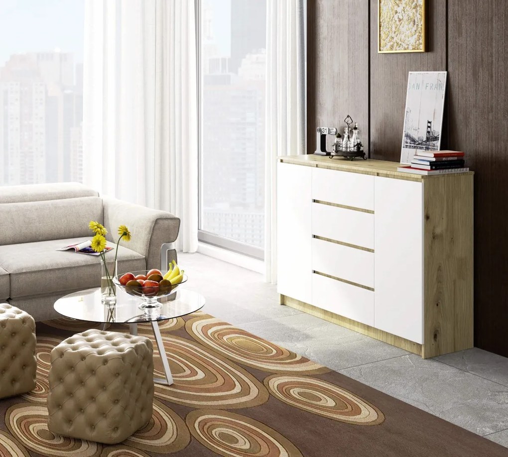 Komoda Inbia K 140 cm dub artisan/biela