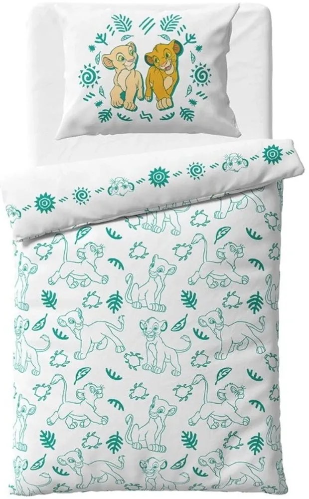 Obojstranné bavlnené posteľné obliečky Leví kráľ – motív Simba a Nala - 100% bavlna - 70 x 90 cm + 140 x 200 cm