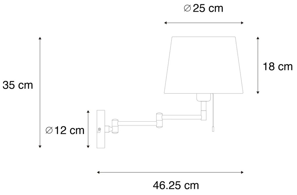 Nástenná lampa čierna s čiernym tienidlom a nastaviteľným ramenom - Ladas Deluxe
