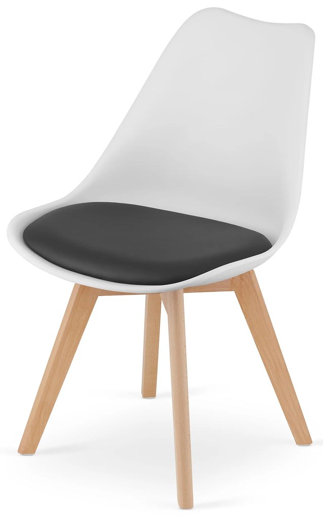 Jedálenský set 1 + 4, biely stôl ADRIA 120x80 cm + bielo-čierna stolička BALI MARK s bukovými nohami