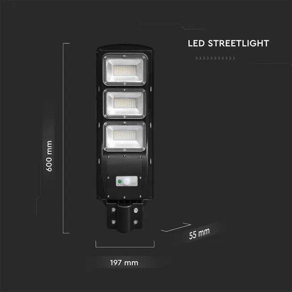 LED stmievateľná solárna pouličná lampa LED/12W/3,2V 6000K IP65 10000 mAh + DO