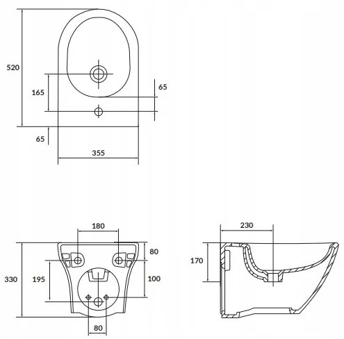 Cersanit Larga Oval, závesný bidet CleanOn, biela, K120-006