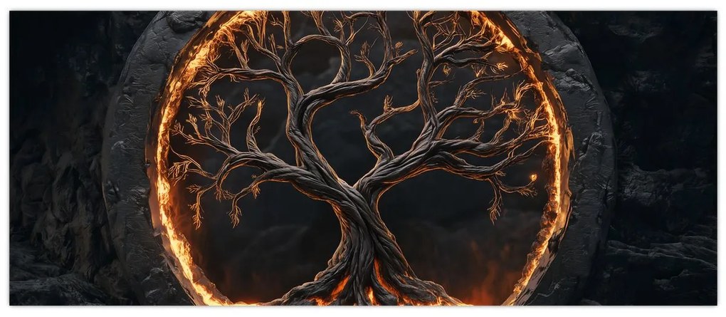 Obraz – Strom života v láve I. (120x50 cm)