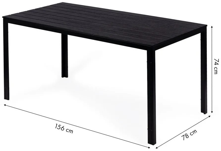 Veľký záhradný stôl v čiernej farbe