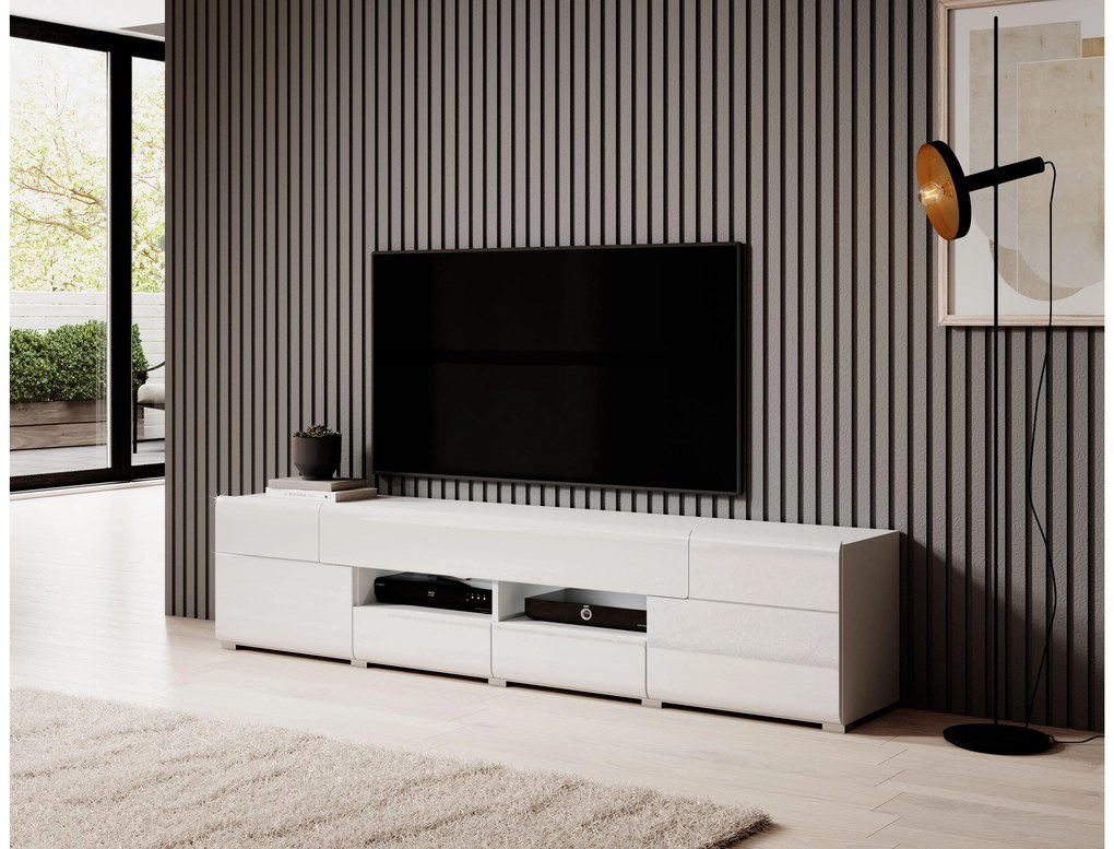 TV stolík Tamie Typ 40 (biela + lesk biely). Akcia -15%. Vlastná spoľahlivá doprava až k Vám domov. 1030378