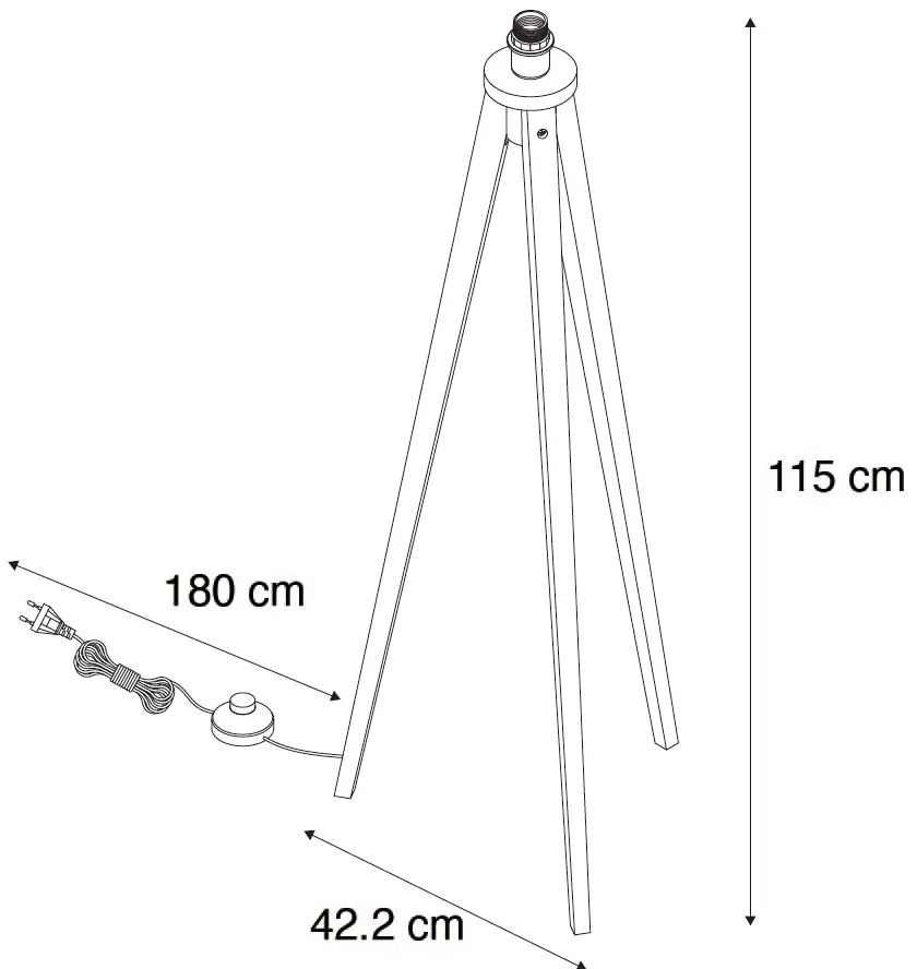 Rustikálna stojaca lampa trojnožka orechové drevo - Tripod Classic