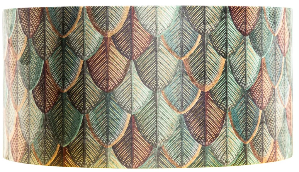 Zamatový tienidlo na lampu s dizajnom listov a zlatým vnútorným povrchom 50/50/25