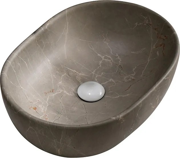 BPS-koupelny Keramické umývadlo na dosku HYD-NO-MAR9-480 48x34,5 cm, béžový mramor