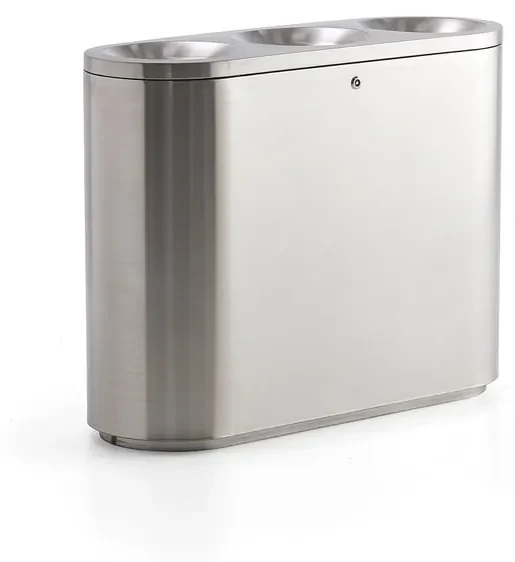 Odpadkový kôš na triedenie odpadu Clark, 3x48 L, nerez