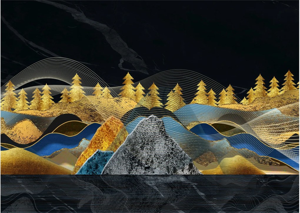 Sklenený obraz - Zlaté hory (70x50 cm)