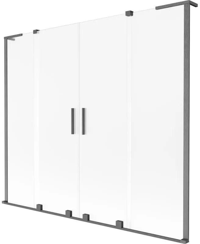 Mexen Velar L Duo, 2-krídlová posuvná vaňová zástena 180 x 150 cm, 8mm sklo námraza, brúsený grafit, 896-180-003-32-66