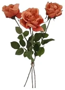 Umelá kvetina Ruža oranžová, 74 cm, 3 ks