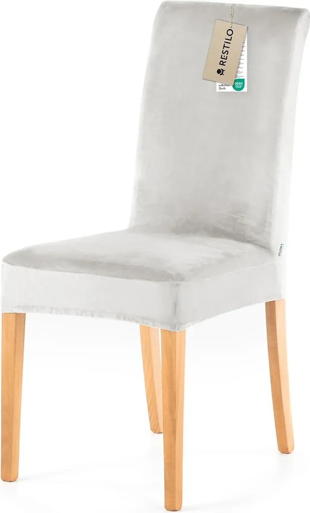 Restilo Napínací poťah na stoličku Sento strieborná, 48 x 48 x 58 + 10 cm, súprava 4 ks