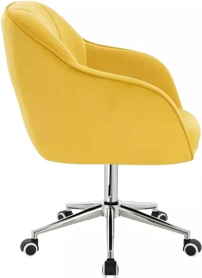 LuxuryForm DESIGN Stolička AVOLA VELUR na striebornej podstave s kolieskami - žltá