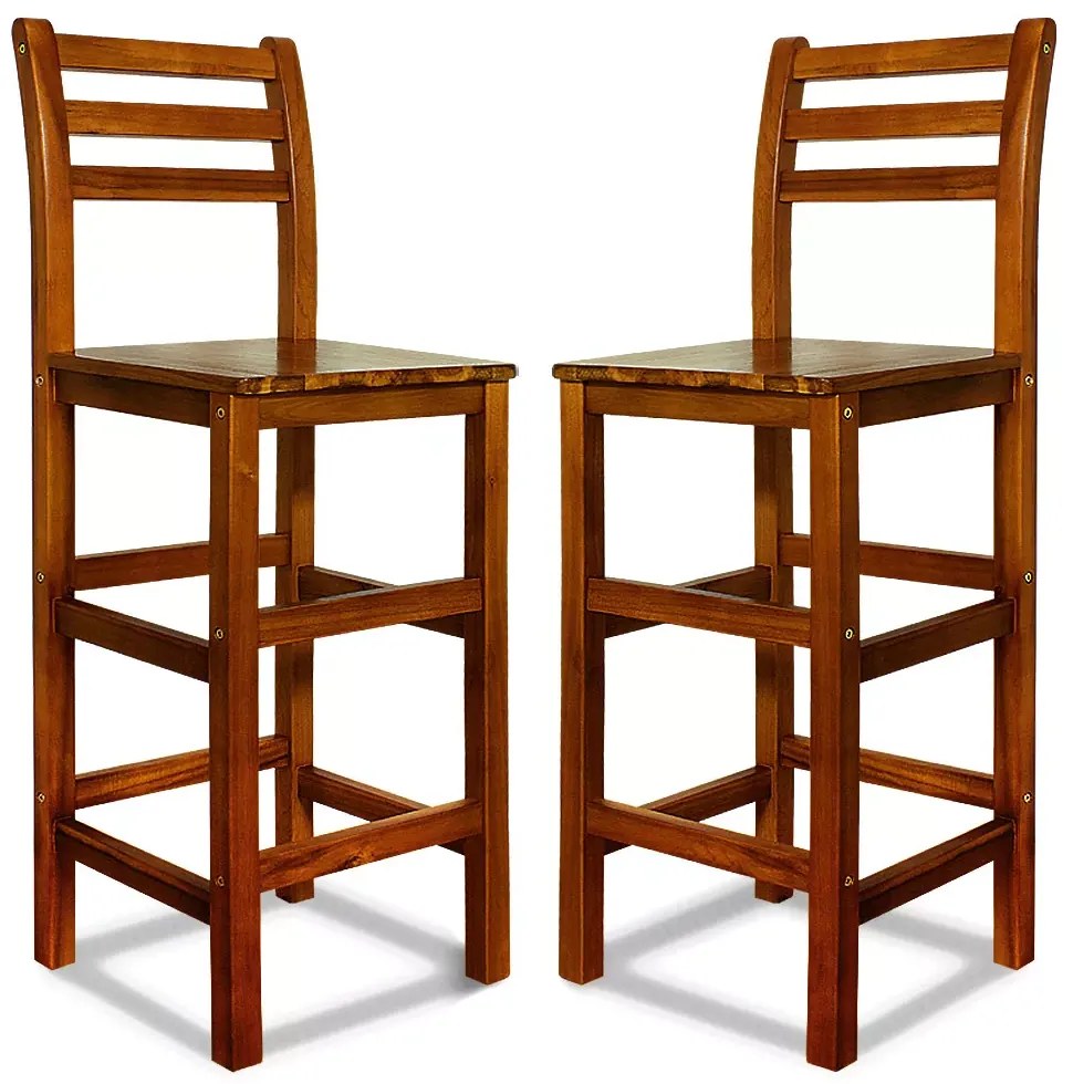 Casaria Barové stoličky OSLO s operadlami, 2ks, 40,5x36x110cm, prírodná hnedá