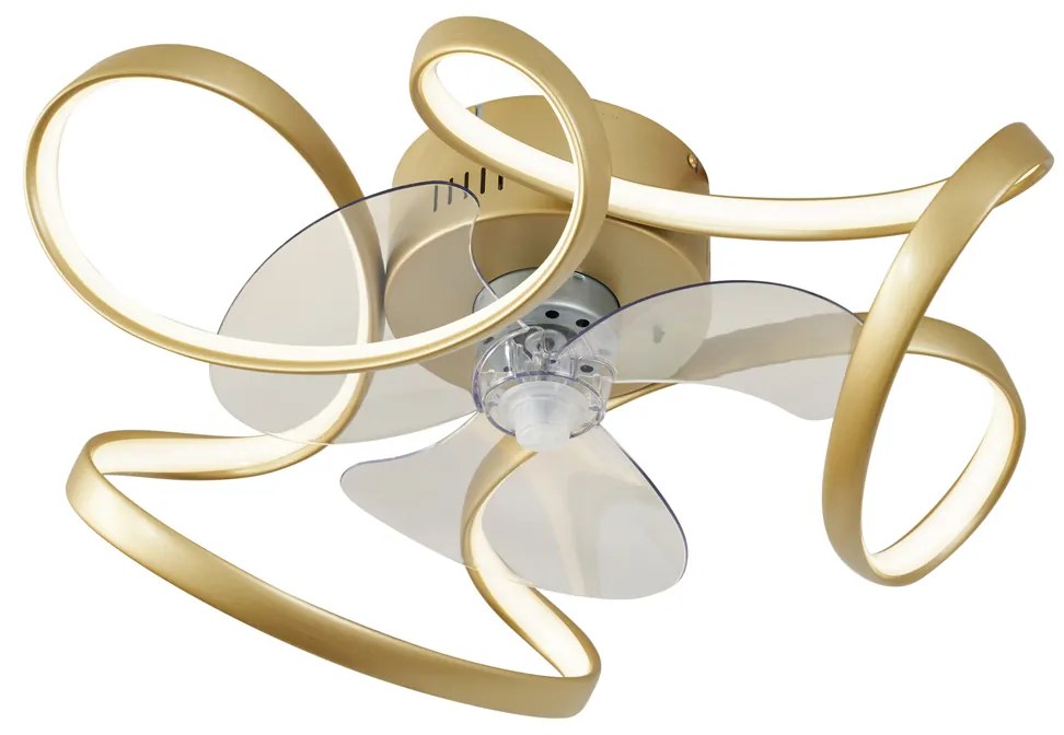 Stropný ventilátor mosadzný 55 cm vrátane LED stmievateľný s diaľkovým ovládaním - Mandy
